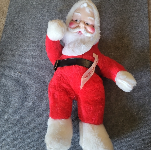 Vintage Red and White Santa Claus Plush Doll. Musical - Picture 1 of 5